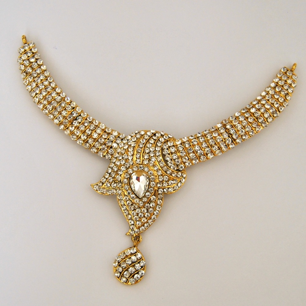 Lotus Indian Jewelry Goldplated CZ Pave Handmade